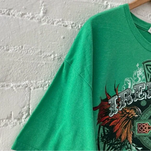 Vintage 90s Tee Green Celtic Cross Graphic T-Shirt St. Patrick’s Day Retro XL - Picture 6 of 14